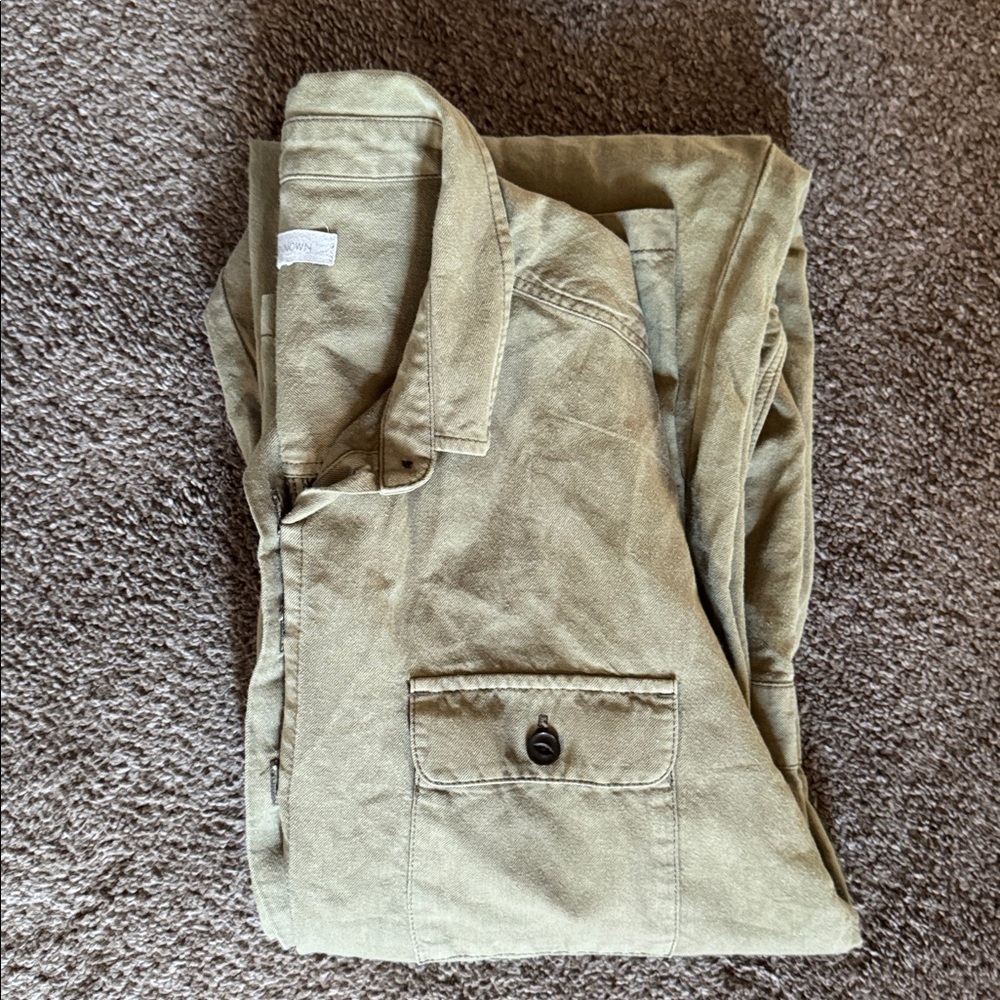 Outerknown SEA Olive Green Organic Cotton Limen‎ Jumpsuit Romper M - Picture 9 of 12